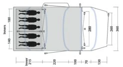 Outwell Jacksondale 5PA Tent (2022) -Adventure Camping Shop 111269 jacksondale 5pa drawing floorplan3