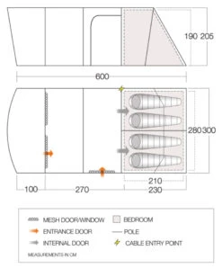 Vango Aether Poled 450XL Tent (2022) -Adventure Camping Shop aether 450xl floorplan low