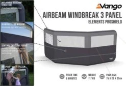 Vango Airbeam Windbreak 3 Panel (Elements Proshield) -Adventure Camping Shop airbeam windbreak 3 panel elements proshield high res
