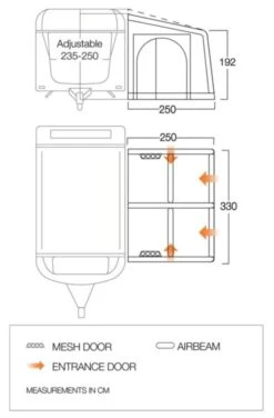 Vango Airbeam Vango Balletto Air 330 Elements ProShield Caravan Awning (2023) -Adventure Camping Shop balletto 330 floorplan