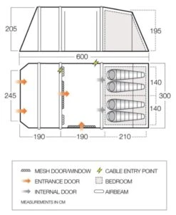 Vango Airbeam Vango Joro Air 450 Eco Dura Tent Package (2023) 14 Vango Airbeam Vango Joro Air 450 Eco Dura Tent Package (2023) -Adventure Camping Shop joro air 450 floorplan low 1