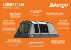 Vango Lismore TC 450 Poled Tent Package (2023) -Adventure Camping Shop lismore tc 450 infographic