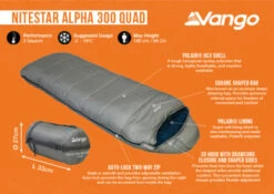 Vango Nitestar Alpha 300 Quad Sleeping Bag (FOG) -Adventure Camping Shop nitestar 300 infographic