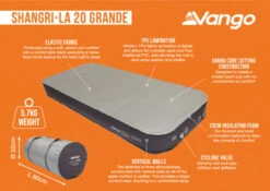 Vango Shangri-La II 20cm Grande Self-Inflating Mattress -Adventure Camping Shop shangri la 20 grande infographic