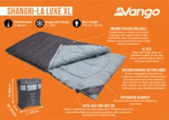 Vango Shangri-La Luxe XL Sleeping Bag (2023) -Adventure Camping Shop shangri la luxe xl infographic 1