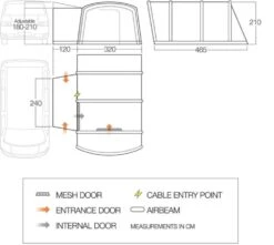 Vango Airbeam Vango Galli III Low Airaway Awning (2022) -Adventure Camping Shop vango 2019 awnings floorplan galli low