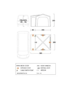 Vango Airbeam Vango Agora Air VW Awning (Shadow Grey) -Adventure Camping Shop vango 2021 awnings floorplan agora vw 1